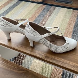 White Mary Janes. Giani Bernini with cut out detail